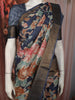 Dark Blue Floral Vine Woven Design Pure Tussar Saree with Zari Border