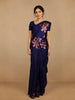 Dark Blue Floral Woven Silk saree