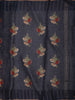 Dark Blue Floral Zari Woven Design Pure Tussar Silk Fancy Saree with Solid Border
