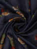 Dark Blue Floral Zari Woven Design Pure Tussar Silk Fancy Saree with Solid Border