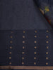 Dark Blue Floral Zari Woven Design Pure Tussar Silk Fancy Saree with Solid Border