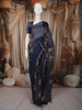 Dark Blue Floral Zari Woven Design Pure Tussar Silk Fancy Saree with Solid Border