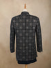 Dark Blue Geometric Thread Embroidered Design Velvet Indo-Western Sherwani Set