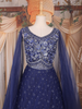 Dark Blue Sequins and Beads Embroidered Design Net Gown