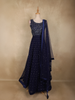 Dark Blue Sequins and Beads Embroidered Design Net Lehenga With Net Dupatta