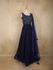 Dark Blue Sequins and Beads Embroidered Design Net Lehenga With Net Dupatta