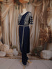 Dark Blue Sequins and Beads Embroidered Design Satin Ready to Wear Draped Saree with Stitched Designer Blouse