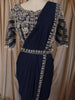 Dark Blue Sequins and Beads Embroidered Design Satin Ready to Wear Draped Saree with Stitched Designer Blouse