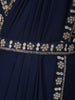 Dark Blue Sequins and Beads Embroidered Design Satin Ready to Wear Draped Saree with Stitched Designer Blouse