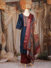 Dark Blue Solid Design Silk Cotton Salwar Suit With Embroidered Yoke