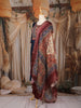 Dark Blue Solid Design Silk Cotton Salwar Suit With Embroidered Yoke