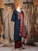 Dark Blue Solid Design Silk Cotton Salwar Suit With Embroidered Yoke