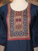 Dark Blue Solid Design Silk Cotton Salwar Suit With Embroidered Yoke
