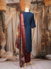 Dark Blue Solid Design Silk Cotton Salwar Suit With Embroidered Yoke