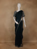 Dark Blue Solid Stone Embellished Border Organza Saree With Designer Blouse