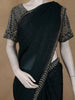 Dark Blue Solid Stone Embellished Border Organza Saree With Designer Blouse