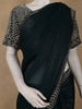 Dark Blue Solid Stone Embellished Border Organza Saree With Designer Blouse