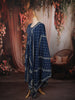 Dark Blue Traditional Floral and Mirror Embroidered Design Cotton Palazzo Suit with Matching Dupatta