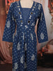 Dark Blue Traditional Floral and Mirror Embroidered Design Cotton Palazzo Suit with Matching Dupatta