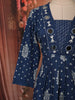 Dark Blue Traditional Floral and Mirror Embroidered Design Cotton Palazzo Suit with Matching Dupatta