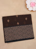 Dark Brown Butta Woven Design Cotton Saree with Contrast Border