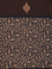 Dark Brown Butta Woven Design Cotton Saree with Contrast Border