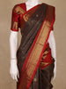 Dark Brown Butta Woven Design Pure Kanchipuram Silk Saree