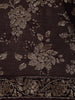 Dark Brown Floral Sequins Embroidered Georgette Saree - Diadem