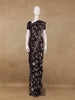 Dark Brown Floral Sequins Embroidered Georgette Saree - Diadem