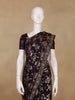 Dark Brown Floral Sequins Embroidered Georgette Saree - Diadem