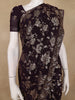 Dark Brown Floral Sequins Embroidered Georgette Saree - Diadem