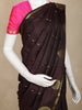Dark Brown Gold Butta Woven Kanchipuram Silk Saree