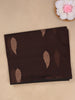 Dark Brown Leaf Woven Design Cotton Saree with Self Border