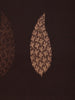 Dark Brown Leaf Woven Design Cotton Saree with Self Border