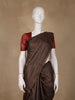 Dark Brown Solid Design Pure Tussar Silk Saree