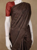 Dark Brown Solid Design Pure Tussar Silk Saree