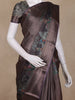 Dark Brown and Green Floral Woven Design Mixed Cotton Fancy Saree with Zari Border