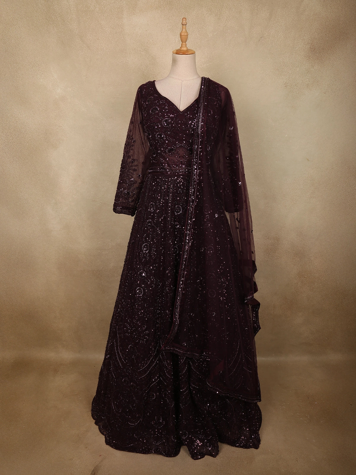 net fabric designer dresses Party Style Lavender Color Designer Fancy Work Gown In Net Fabric