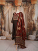 Dark Chocolate Brown Ajrakh Printed Design Pure Cotton Anarkali Salwar Suit with Contrast Dupatta