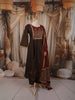 Dark Chocolate Brown Ajrakh Printed Design Pure Cotton Anarkali Salwar Suit with Contrast Dupatta