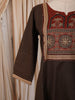Dark Chocolate Brown Ajrakh Printed Design Pure Cotton Anarkali Salwar Suit with Contrast Dupatta