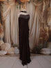 Dark Chocolate Brown Beads Embroidered Design Satin Party Wear Lehenga with Choker Dupatta