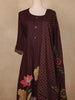 Dark Chocolate Brown Floral Embroidered Cotton Salwar Suit with Dupatta