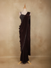 Dark Chocolate Brown Sequins Embroidered Satin Ready To Wear Saree