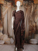 Dark Coffee Brown Ajrakh Printed Design Crepe Saree