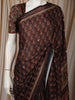 Dark Coffee Brown Ajrakh Printed Design Crepe Saree