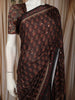 Dark Coffee Brown Ajrakh Printed Design Crepe Saree