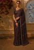 Dark Coffee Brown Ajrakh Printed Design Crepe Saree
