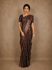 Dark Coffee Brown Butta Printed Chanderi Silk Saree
