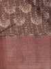 Dark Coffee Brown Butta Printed Chanderi Silk Saree